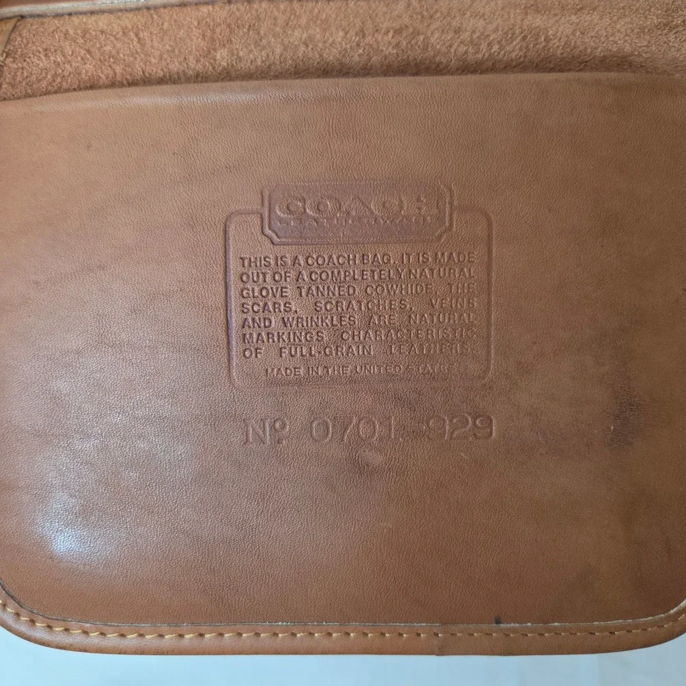 Vintage COACH 5275 Leather Briefcase Messenger Bag British Tan Made in USA 80s